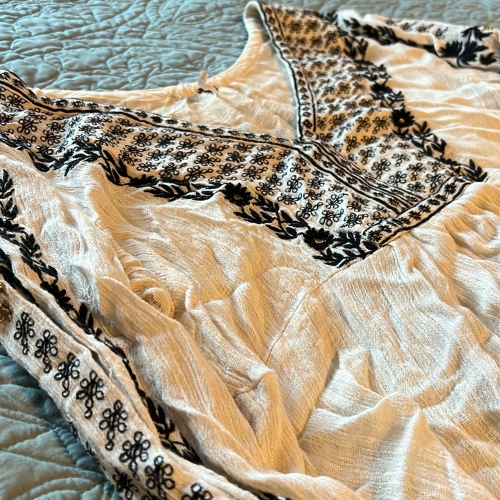 Free People Small Boho Long Sleeve Embroidered top